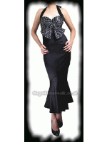 Rockabilly Pin Up Black Dress with Polka Dot Bow