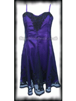 Purple Satin Dress with Black Net & Embroidery