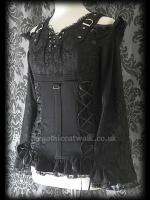 Gothic Punk Two-in-One Black Lace & Cotton Top