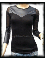 Black Wet Look T-Shirt Top