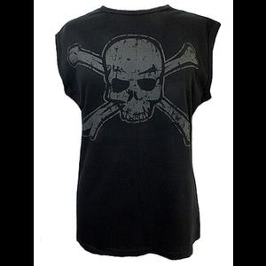 Black Sleeveless T-Shirt with Skull & Crossbones