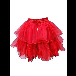Red Organza & Lace Frilly Tutu Skirt