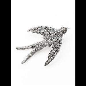 Rockabilly Pinup Diamante Swallow Brooch