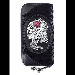 Gothic Steampunk Flocked Velvet Wallet by Banned - Skeleton Lady