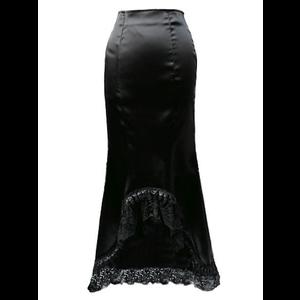 Long Black Satin Vampy Mermaid Skirt