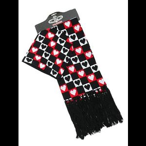 Gothic Punk Scarf and Beanie Hat Set - Checkered Hearts