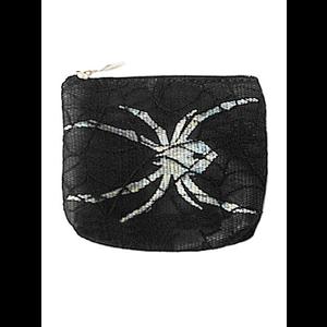 Black & Silver Gothic Coin Purse with Spider & Cobweb Lace