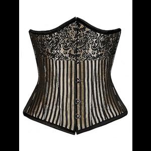 Black & Pale Gold Steel Boned Underbust Corset