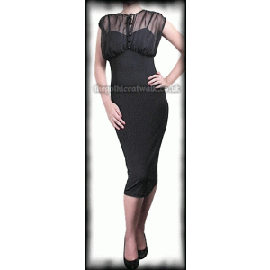 Plus Size Black Dress with Chiffon Bodice