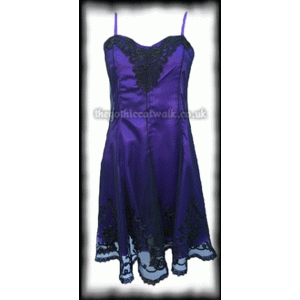 Purple Satin Dress with Black Net & Embroidery